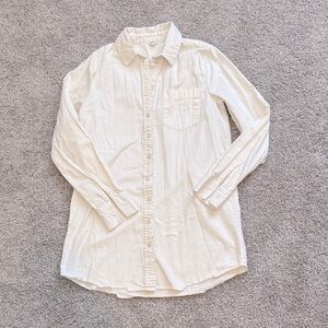 AE Aerie White Button-Up Long Length Shirt - Size XS